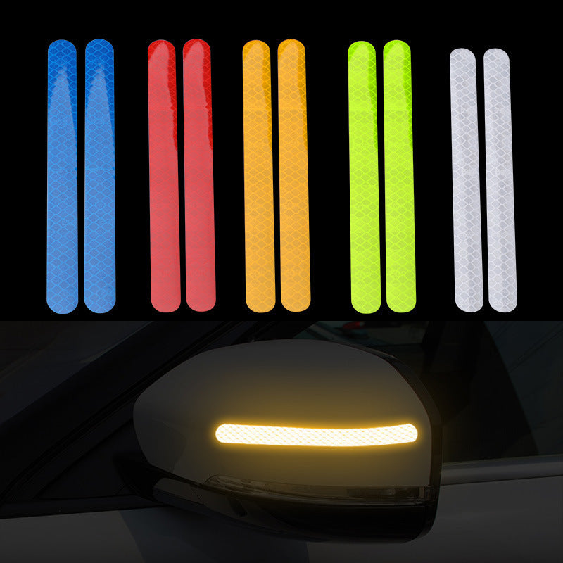 Car Reflective Rearview Mirror Warning Sticker Reversing Mirror Night Safety Reflection Warning Strip Anti-collision Scratch Sticker ATS Car Design