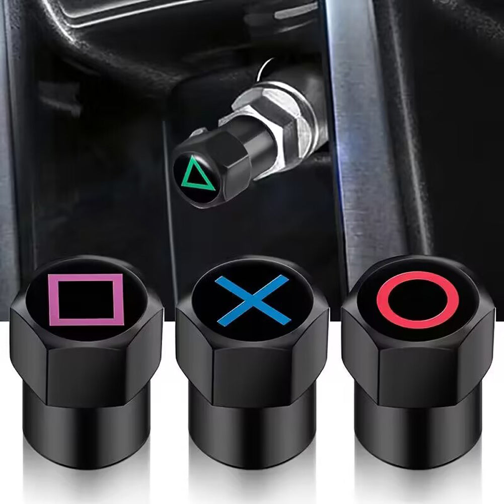 PlayStation Game Button Style Tire Valve Caps – Universal Aluminum Air Valve Covers