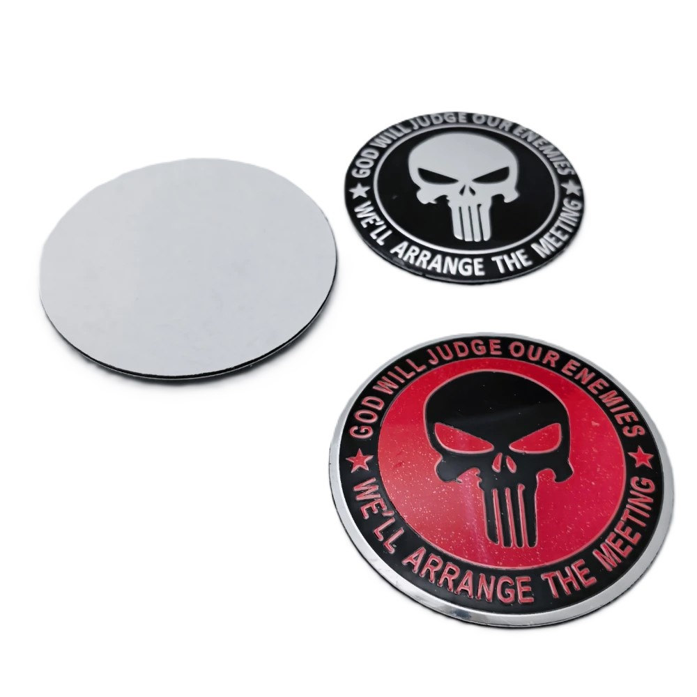Punisher Style Wheel Center Cap Stickers – 3D Hub Cap Emblem Set