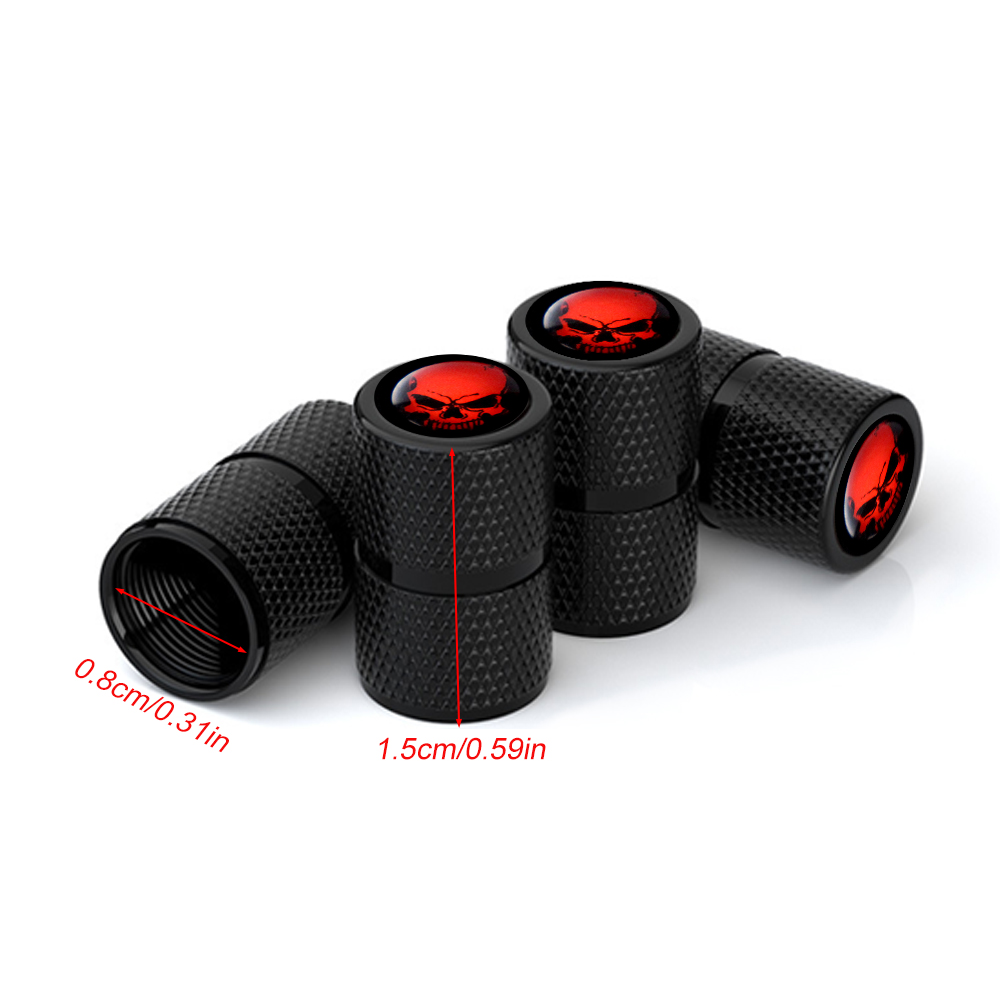 Skull Style Tire Valve Caps – Universal Aluminum Air Valve Covers