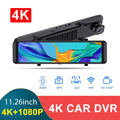 11.26" 4K Car Dash Cam Rearview Mirror Camera – Touchscreen, GPS, ADAS, BSD, WiFi, Night Vision