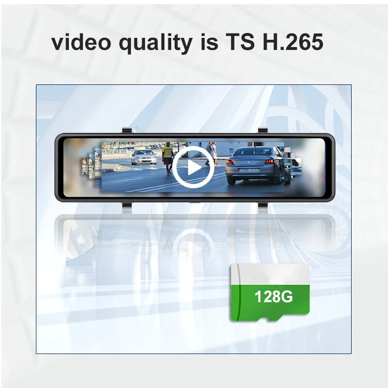 11.26" 4K Car Dash Cam Rearview Mirror Camera – Touchscreen, GPS, ADAS, BSD, WiFi, Night Vision