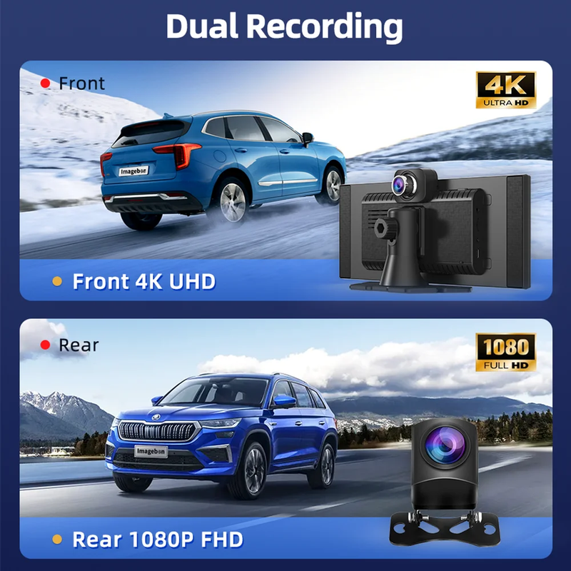 Imagebon H70 Pro 11.4" 4K ADAS Dash Cam – Wireless CarPlay & Android Auto | Dual Camera | GPS & Night Vision