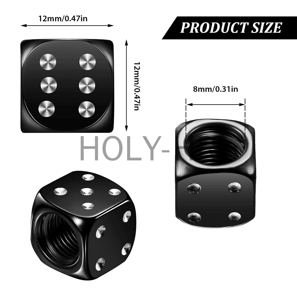 Dice Style Tire Valve Caps – Universal Aluminum Air Valve Covers
