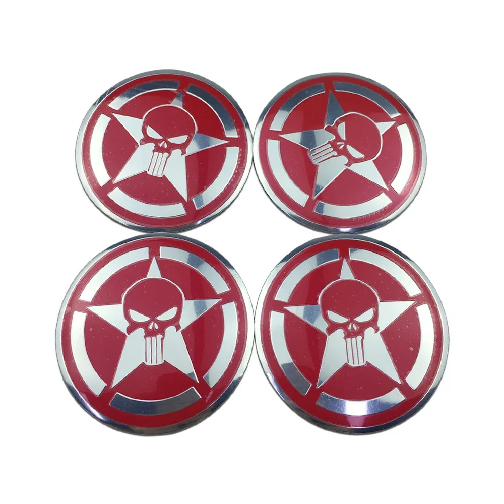Punisher Style Wheel Center Cap Stickers – 3D Hub Cap Emblem Set