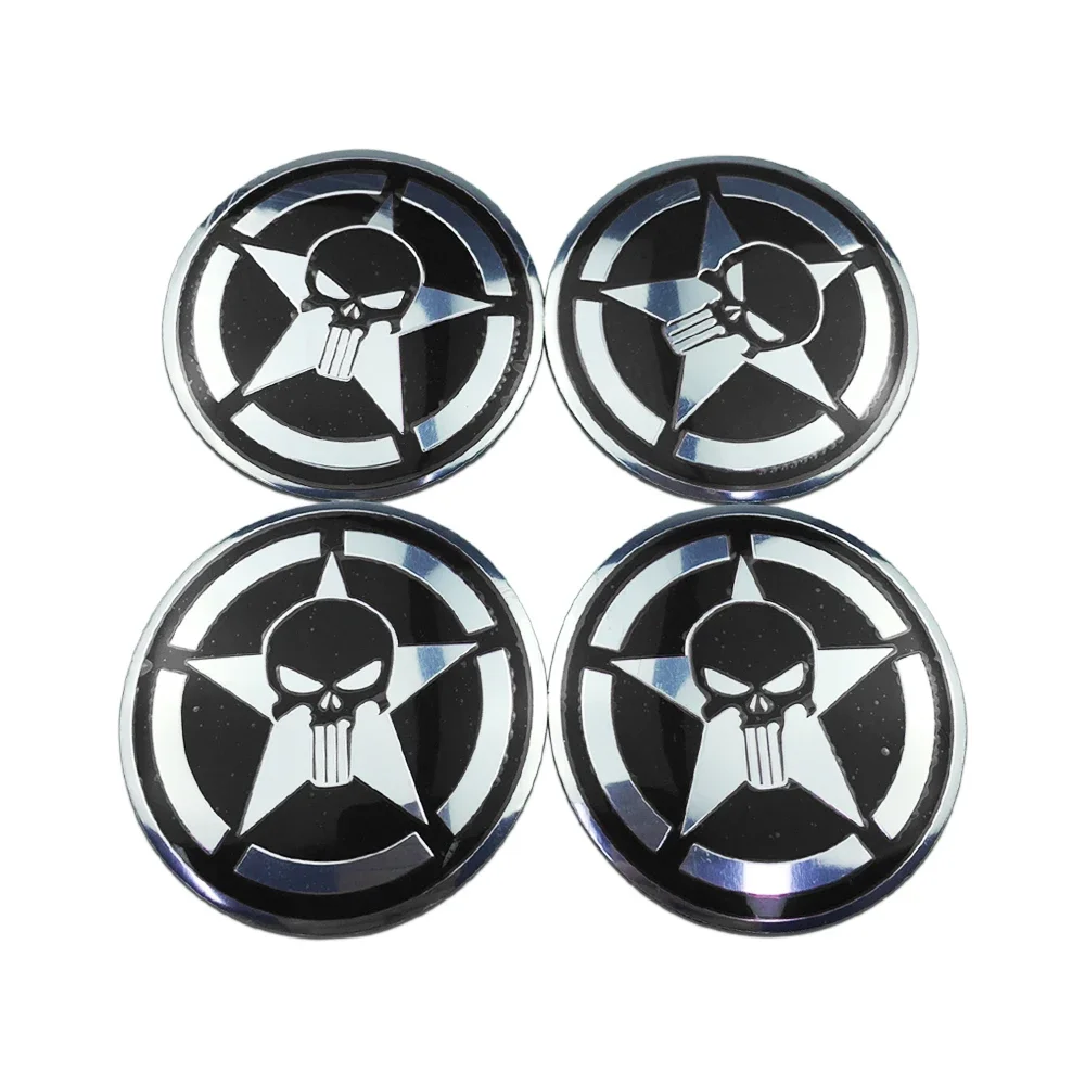 Punisher Style Wheel Center Cap Stickers – 3D Hub Cap Emblem Set
