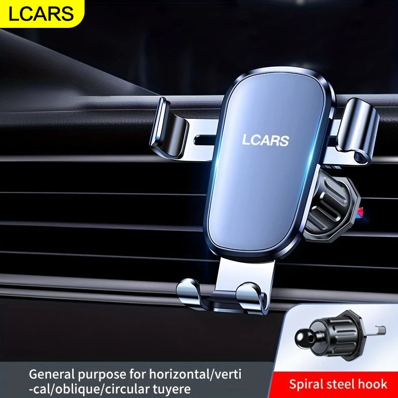 Lcars Car Phone Holder, Car Air Vent Gravity Clip Spiral Hook, Aluminum Alloy Panel Anti-Shake Multifunctional In-Car Vertical Screen Universal Navigation Support Phone Mount ATS Car Design