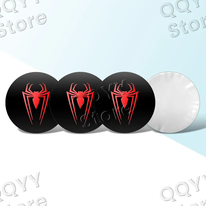 4Pcs 56mm Aluminium Red Spider Logo Car Wheel Center Hub Cap Rims Dust-proof Cover Hubcaps Sticker For Universal Car Accessories ATS Car Design