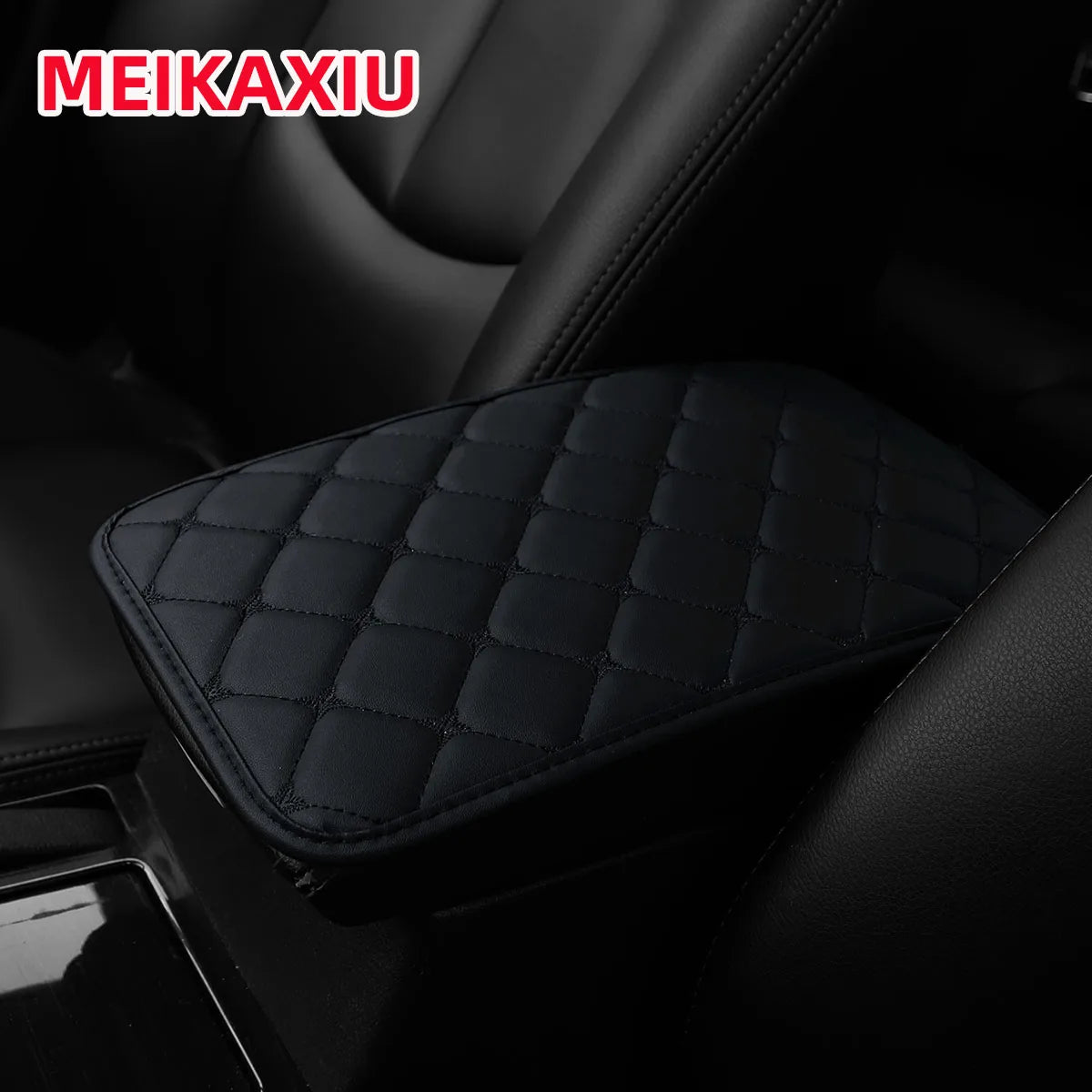 PU leather star pattern embroidered three-dimensional car armrest cover, 12.6 inches x 7.5 inches, car decorative item ATS Car Design