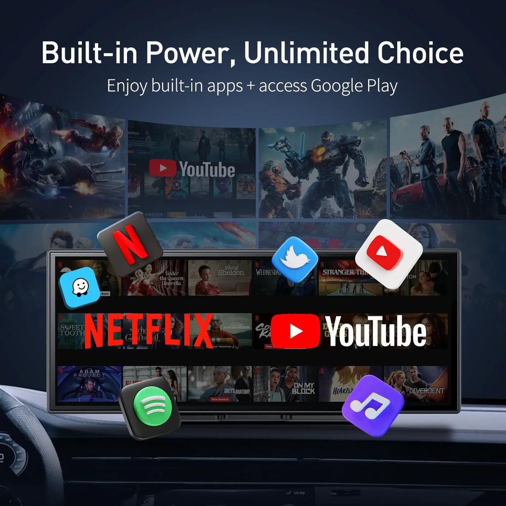 Imagebon P70 11.4" Android 14 8Core DVR Triple-view Camera Carplay/App:App Split Screen Recorder Youtube Spotify AI Dash Cam ATS Car Design