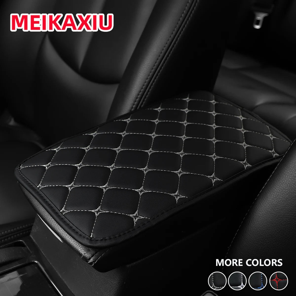 PU leather star pattern embroidered three-dimensional car armrest cover, 12.6 inches x 7.5 inches, car decorative item ATS Car Design