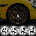 4PCS Reflective Smiling Face Car Stickers Waterproof Night Driving Safety Warning Vinyl Decals for DIY Car Truck SUV Wheel Hubs ATS Car Design