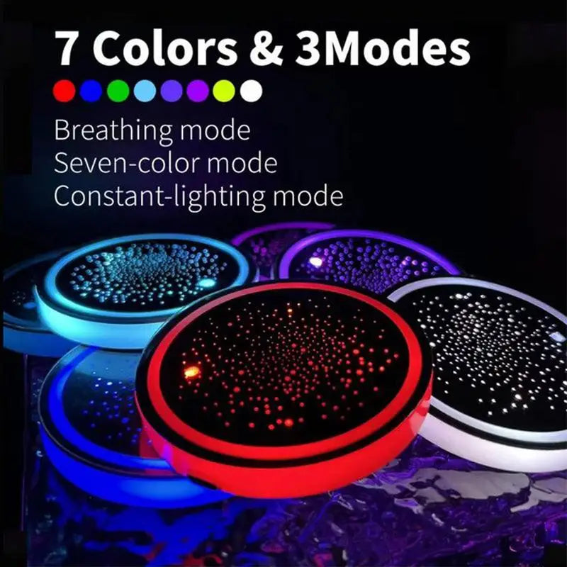Light up Car Coasters Automotive Light up Cup Holder LED Interior Atmosphere Light Car Accessories Waterproof Cup Pad for Car ATS Car Design