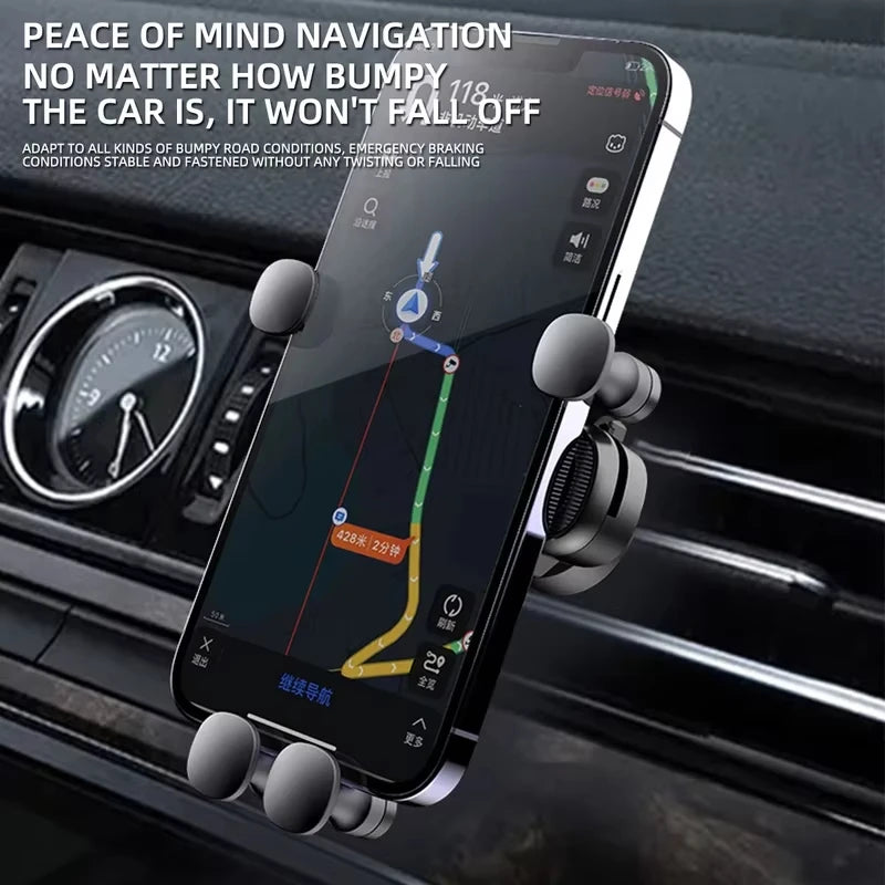 Universal Gravity Car Phone Holder Air Vent Mount Mobile Support for iPhone 13/12 Xiaomi - Automotive GPS Stand ATS Car Design