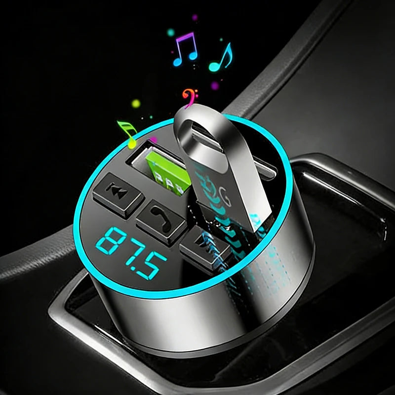 66W Car Cigarette Lighter Fast Charging Bluetooth 5.0 USB PD Type C Multiport Charger with LED Display FM Transmitter MP3 Player ATS Car Design