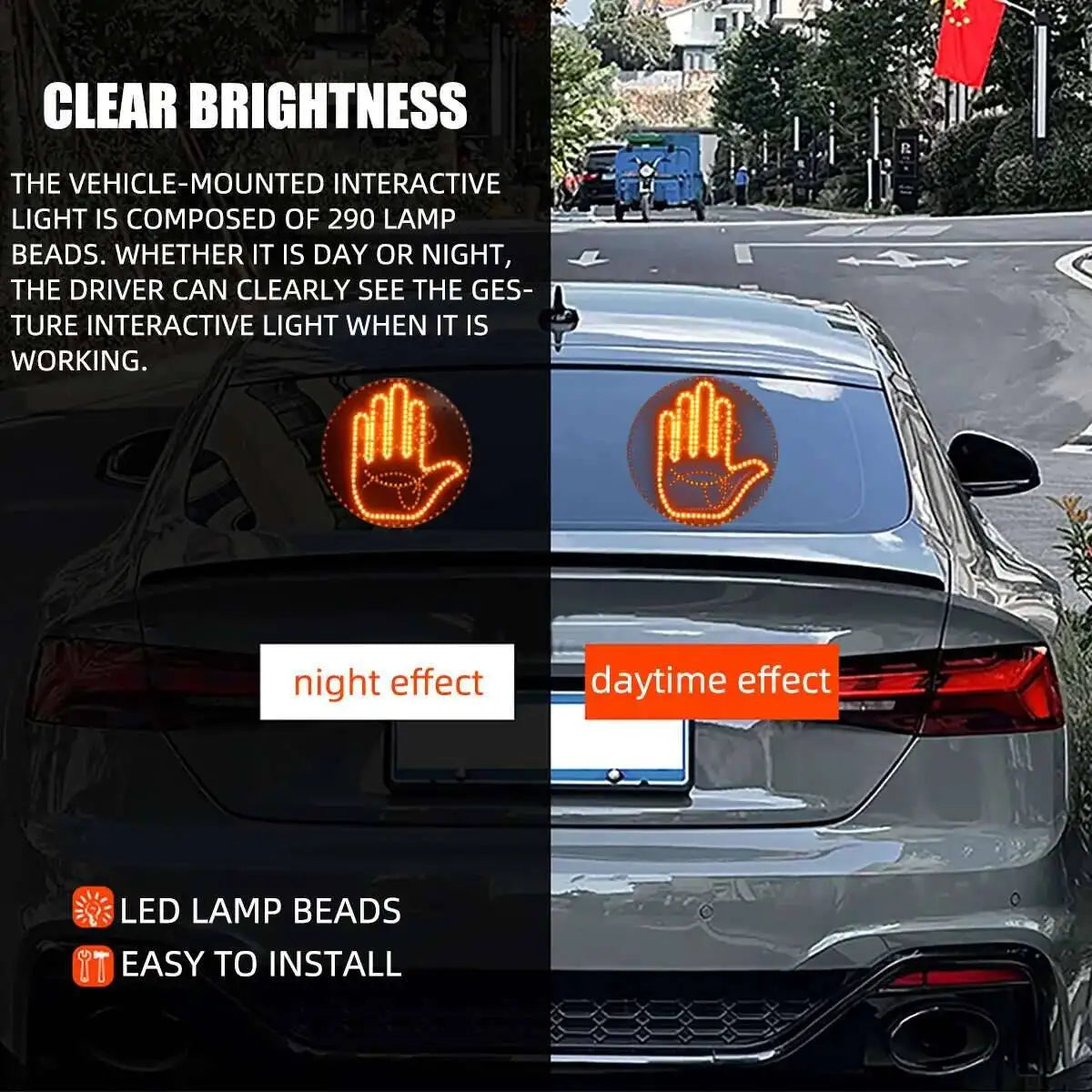 Car LED Funny Facial Expression Light With Remote Control Rear Window Multi-Function Warning Reminder Lamp Exterior Accessories ATS Car Design