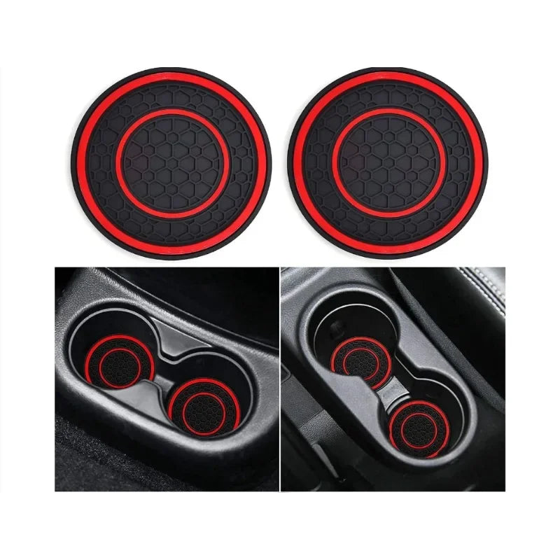 2pcs 7cm/2.75inch Car Center Console Anti Slip Pad Easy Clean Dustproof Coaster Pvc Double Circle Honeycomb Pattern Car Interior ATS Car Design