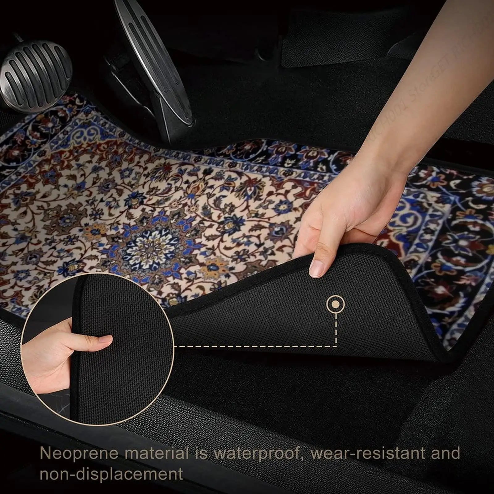 Antique Persian Pattern, Blue Oriental Carpet 4 Pieces Car Floor Mats Car Carpets Full Sets Universal Fit for SUV, Vans Trucks ATS Car Design