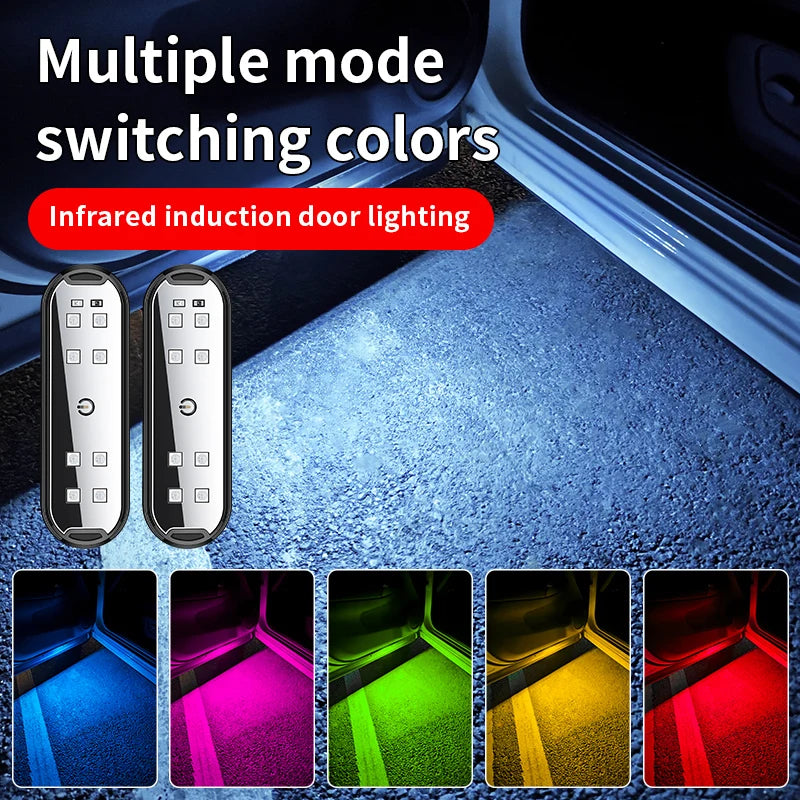 Car door opening warning induction welcome light car door light lighting atmosphere light wiring free modification decoration ATS Car Design