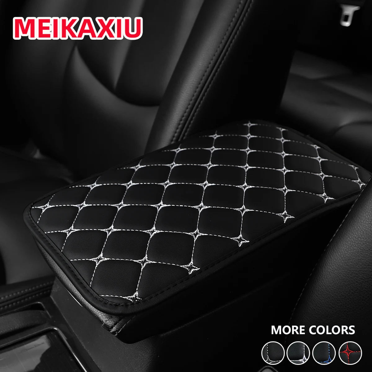 PU leather star pattern embroidered three-dimensional car armrest cover, 12.6 inches x 7.5 inches, car decorative item ATS Car Design