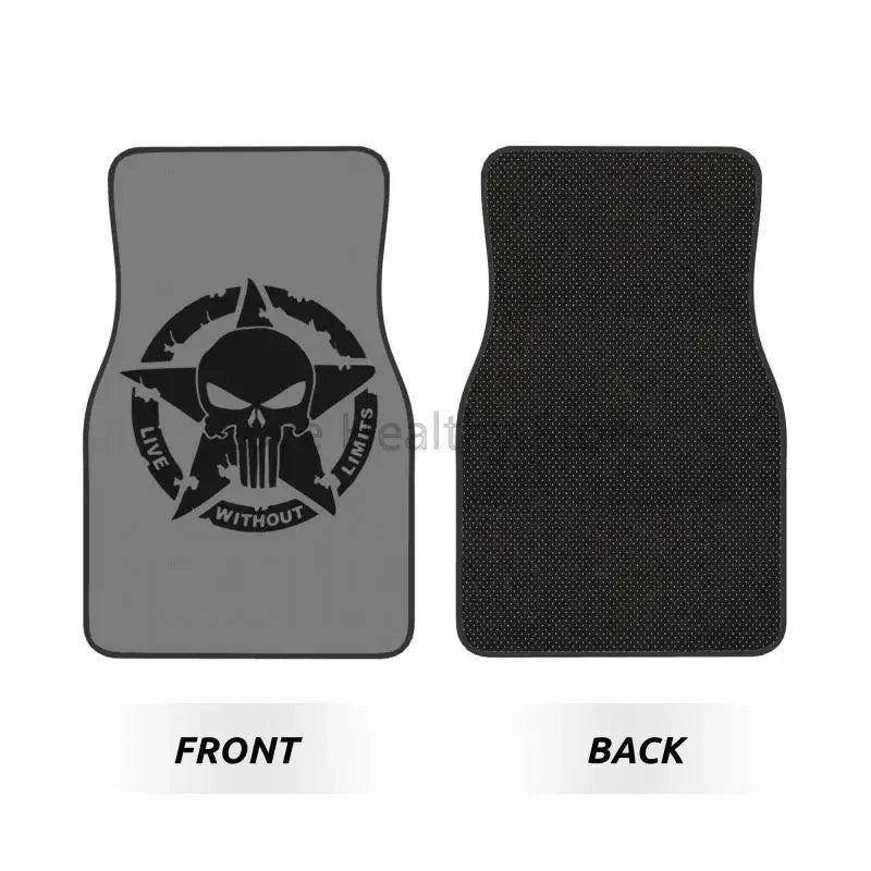 Military Tactical Skull Star Car Floor Mats Set of 4 Front and Rear Foot Mats Universal Car Accessories Decor for Van Sedan SUV ATS Car Design