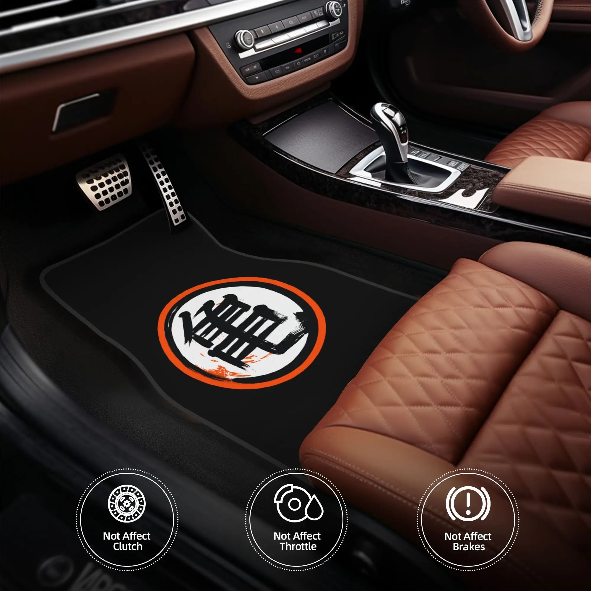 DBZ Kanji Car Floor Mats Universal Non-Slip Carpets Rugs Front & Rear Car Foot Mats Set of 4 Pieces Auto Accessories Decoration ATS Car Design