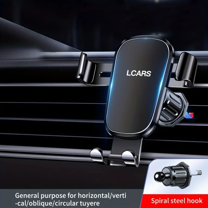 Lcars Car Phone Holder, Car Air Vent Gravity Clip Spiral Hook, Aluminum Alloy Panel Anti-Shake Multifunctional In-Car Vertical Screen Universal Navigation Support Phone Mount ATS Car Design