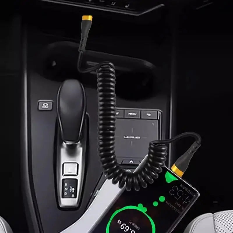 Type-C To Type-C Fast Charging Cable PD 120W 6A Spring Coiled Extendable Type C Cord Car Phone Charging Cable For iPhone Samsung ATS Car Design