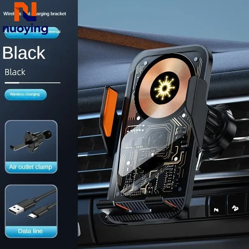 Fast Charging Universal Car Wireless Charging Phone Holder, Transparent Visible Design, Secure Air Vent Clip for All Smartphones ATS Car Design
