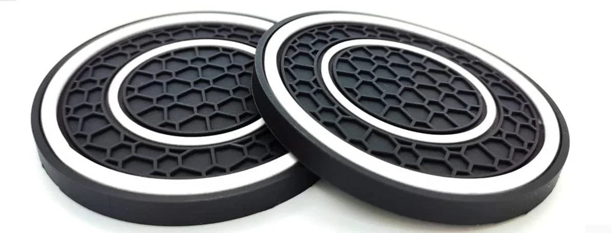 2pcs 7cm/2.75inch Car Center Console Anti Slip Pad Easy Clean Dustproof Coaster Pvc Double Circle Honeycomb Pattern Car Interior ATS Car Design