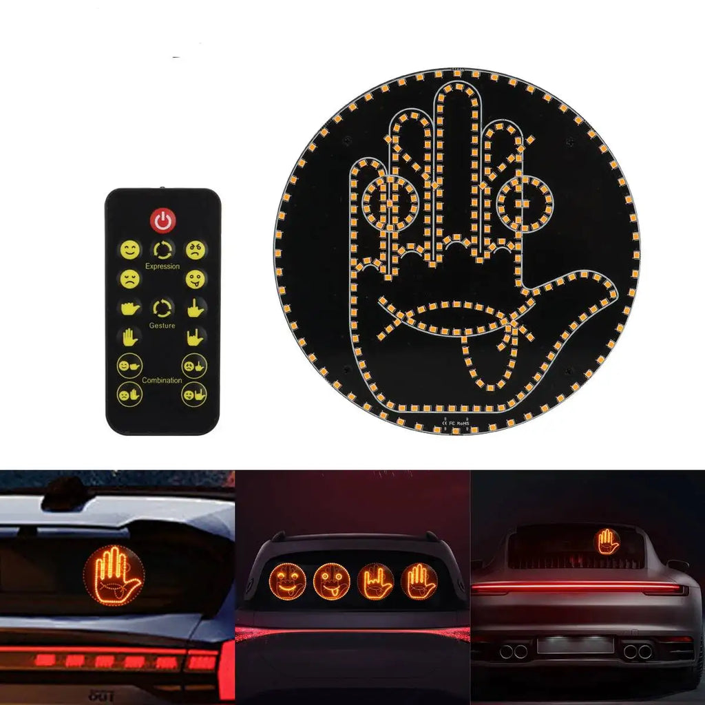Car LED Funny Facial Expression Light With Remote Control Rear Window Multi-Function Warning Reminder Lamp Exterior Accessories ATS Car Design