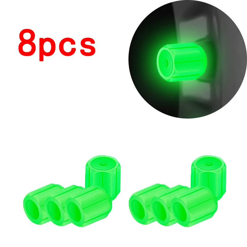 Luminous Tire Valve Caps – Glow-in-the-Dark Wheel Valve Covers