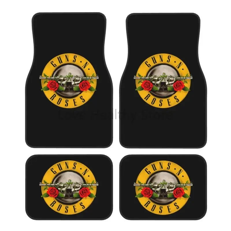 Guns N Roses Car Floor Mats Set of 4 Vehicle Front and Rear Foot Mats Universal Floor Rugs Non-Slip Auto Car Decor Accessories ATS Car Design