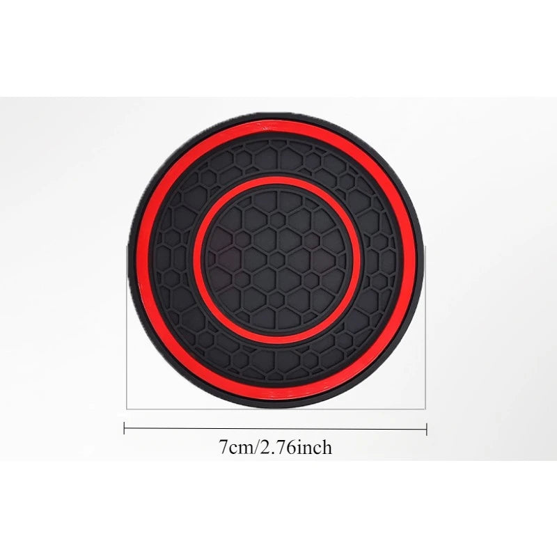2pcs 7cm/2.75inch Car Center Console Anti Slip Pad Easy Clean Dustproof Coaster Pvc Double Circle Honeycomb Pattern Car Interior ATS Car Design