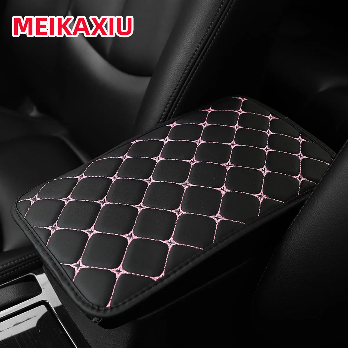 PU leather star pattern embroidered three-dimensional car armrest cover, 12.6 inches x 7.5 inches, car decorative item ATS Car Design