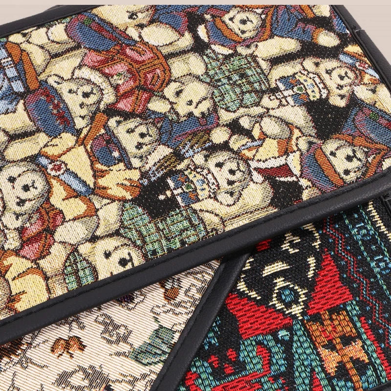 Car center armrest box decorative mat linen retro ethnic style cleaning mat ATS Car Design