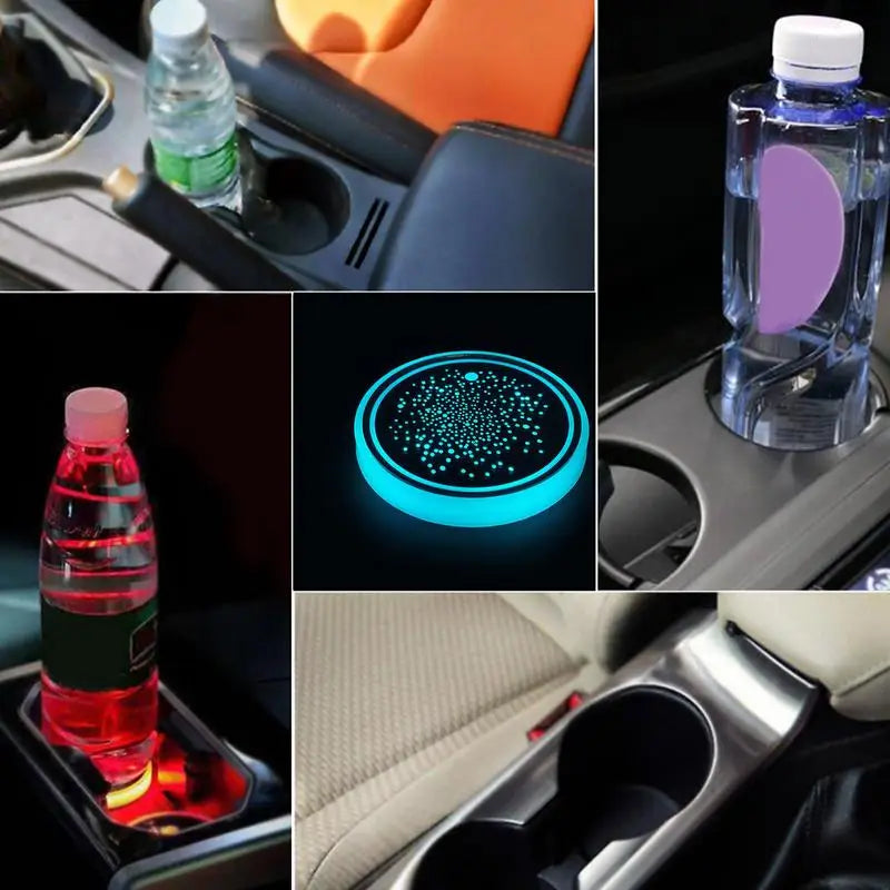 Light up Car Coasters Automotive Light up Cup Holder LED Interior Atmosphere Light Car Accessories Waterproof Cup Pad for Car ATS Car Design