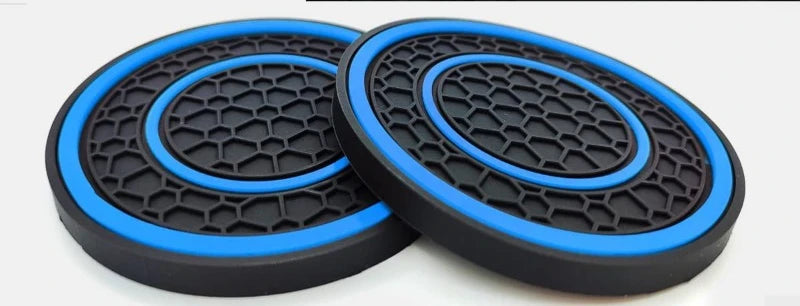 2pcs 7cm/2.75inch Car Center Console Anti Slip Pad Easy Clean Dustproof Coaster Pvc Double Circle Honeycomb Pattern Car Interior ATS Car Design