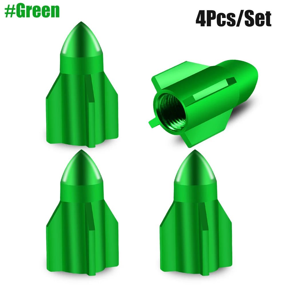 Rocket Tire Valve Caps – Decorative & Protective Stem Covers (4PCS)
