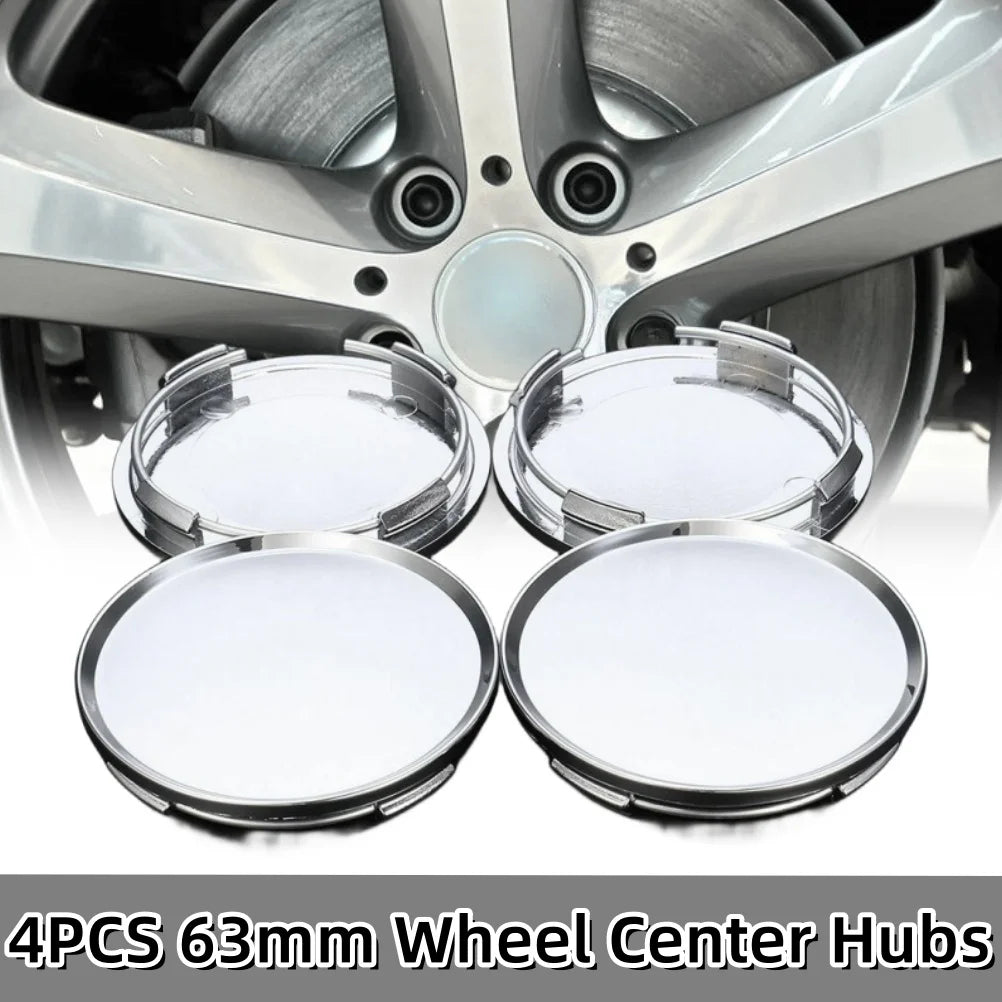4PCS 63mm No Logo Universal ABS Plastic Car Wheel Center Cap Hubcap Chrome Silver Car Vehicle Rim Hub Cap Auto Replacement Part ATS Car Design