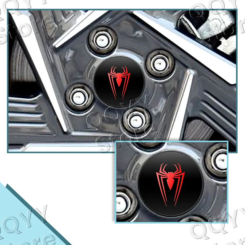 4Pcs 56mm Aluminium Red Spider Logo Car Wheel Center Hub Cap Rims Dust-proof Cover Hubcaps Sticker For Universal Car Accessories ATS Car Design