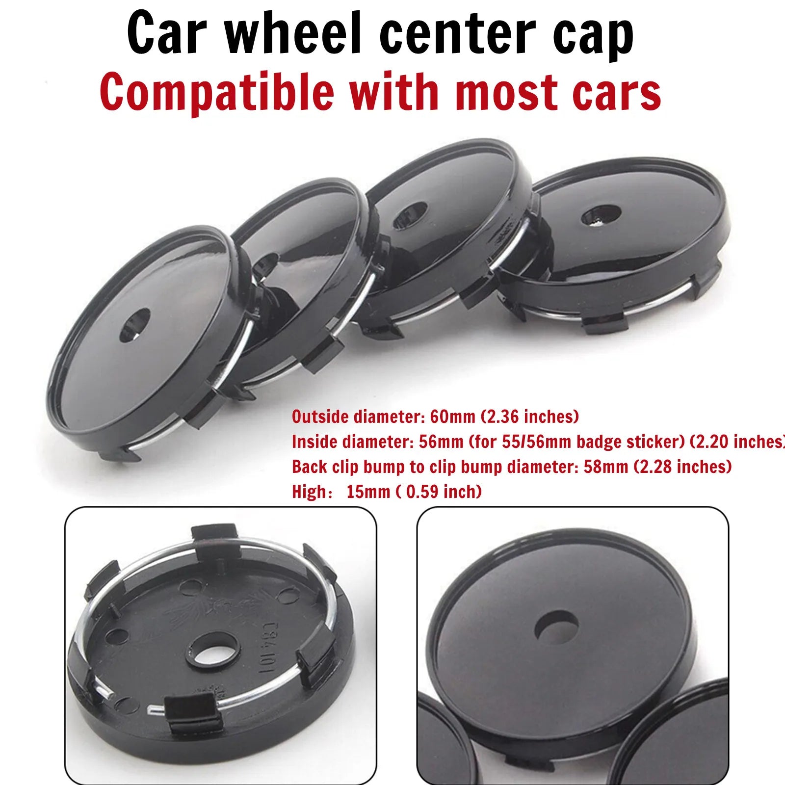 4pcs Car Spare Parts New Style Car Wheel Center Cap Car Wheel Center Cap 4pcs 60mm Black Center Hub Cap Hub Cover Cap ATS Car Design