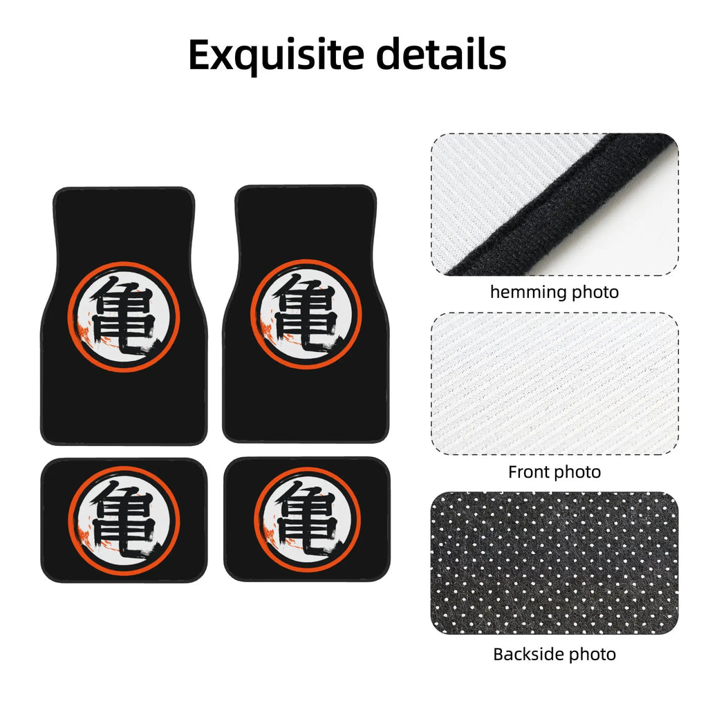 DBZ Kanji Car Floor Mats Universal Non-Slip Carpets Rugs Front & Rear Car Foot Mats Set of 4 Pieces Auto Accessories Decoration ATS Car Design