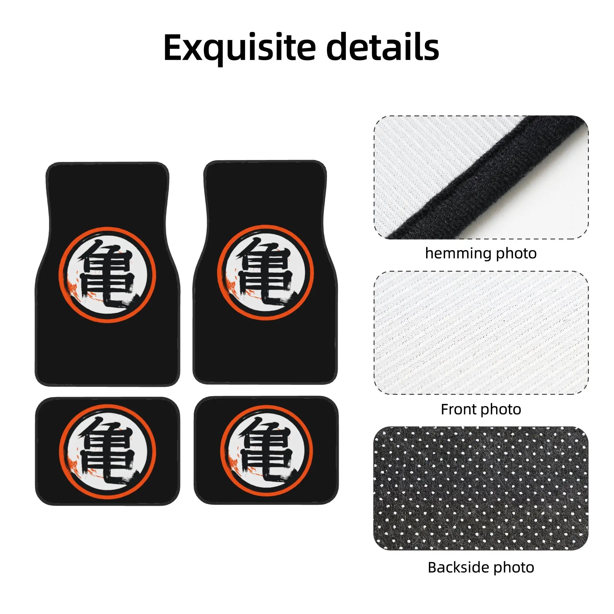 DBZ Kanji Car Floor Mats Universal Non-Slip Carpets Rugs Front & Rear Car Foot Mats Set of 4 Pieces Auto Accessories Decoration ATS Car Design