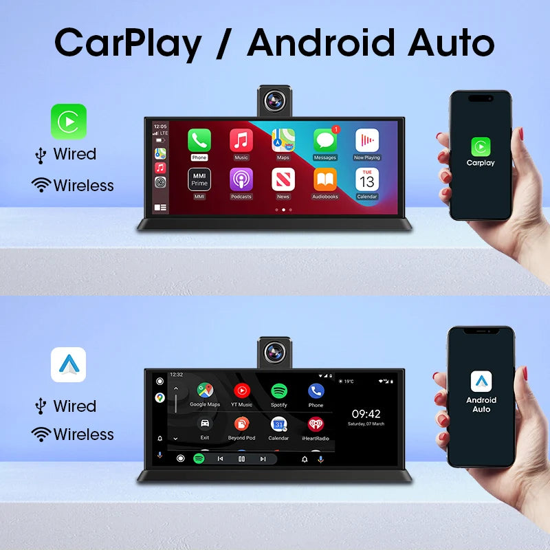 10/11.26" 4K ADAS Dash Cam 360° Rotate Front Len Car DVR Wireless Carplay Android Auto Adas GPS Navigation 1080P Dual Recording ATS Car Design