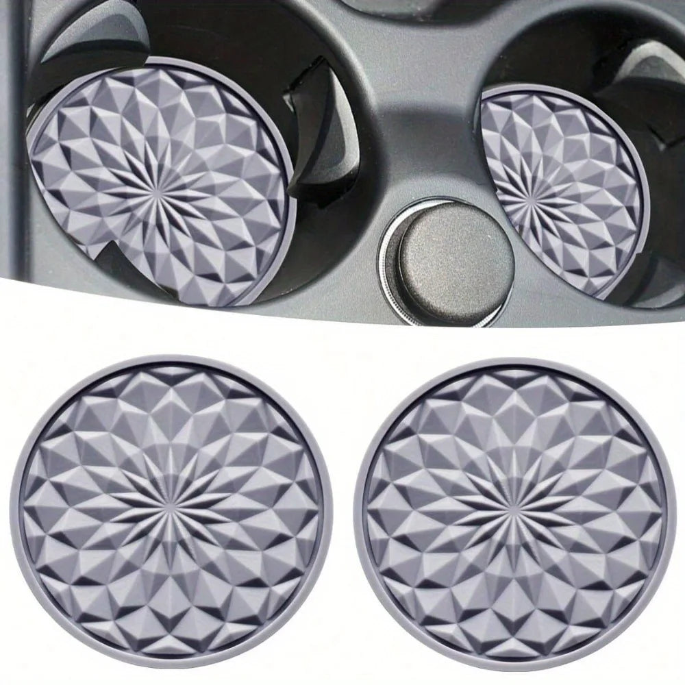 Car Cup Holder Coaster, Universal Auto Non-Slip Cup Holder Embedded in Ornaments Silicone Coaster, Universal Fit Car Interior Ac ATS Car Design