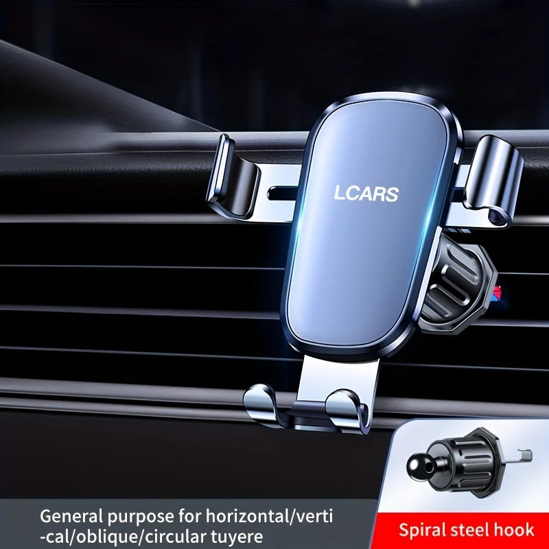 Lcars Car Phone Holder, Car Air Vent Gravity Clip Spiral Hook, Aluminum Alloy Panel Anti-Shake Multifunctional In-Car Vertical Screen Universal Navigation Support Phone Mount ATS Car Design