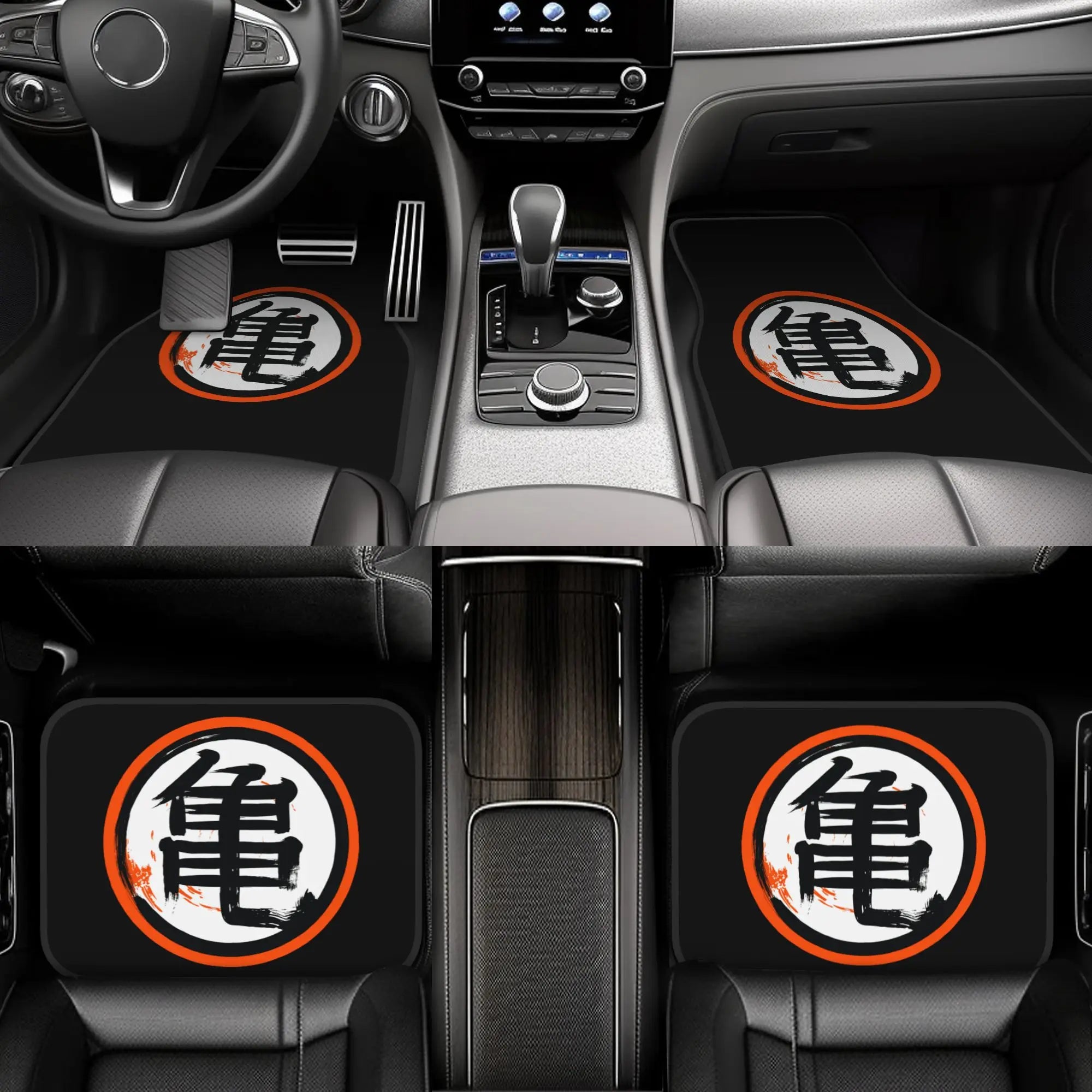 DBZ Kanji Car Floor Mats Universal Non-Slip Carpets Rugs Front & Rear Car Foot Mats Set of 4 Pieces Auto Accessories Decoration ATS Car Design