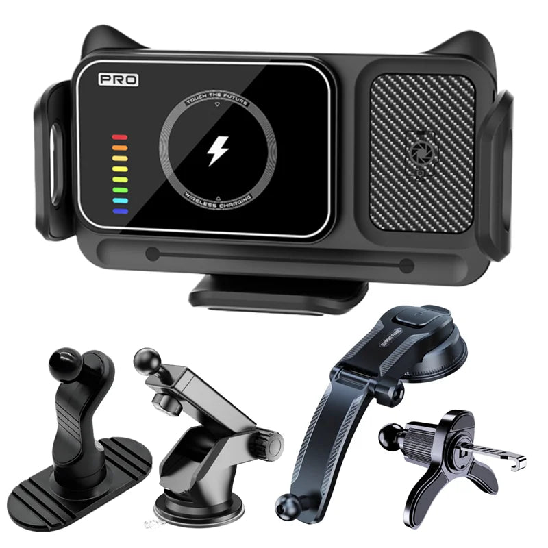 15W Universal Car Phone Holder Wireless Charger 360° Rotation Mount for Samsung Galaxy Fold 6 5 4 3 Z Flip S25 S24 Iphone 17 16 ATS Car Design