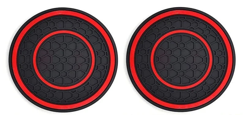 2pcs 7cm/2.75inch Car Center Console Anti Slip Pad Easy Clean Dustproof Coaster Pvc Double Circle Honeycomb Pattern Car Interior ATS Car Design